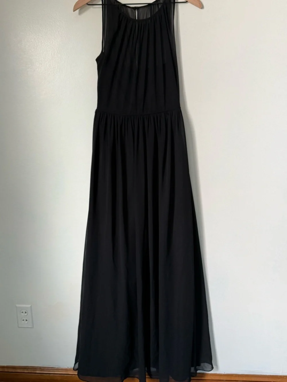 Bill Levkoff Black Sleeveless Maxi Dress with Gathered Bodice